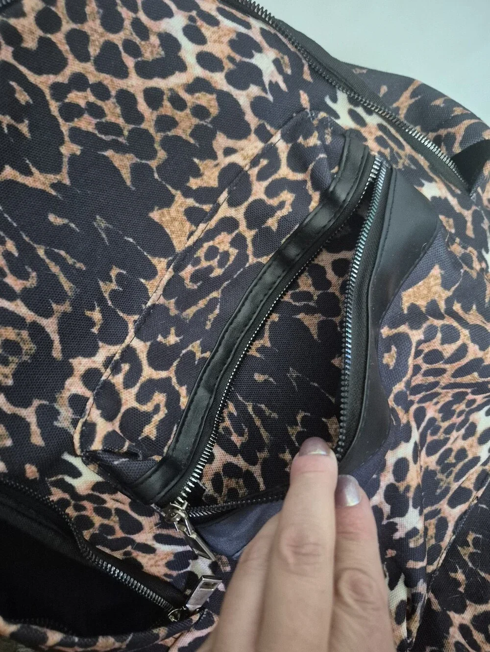 Leopard Print Backpack Animal Print Spots Black & Brown
